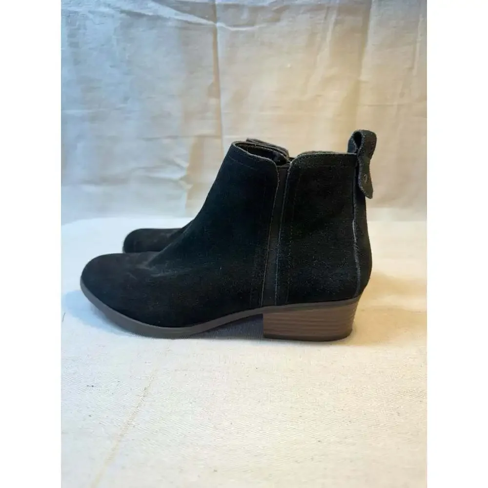 Michael Kors Black Suede Ankle Boots With Zipper And Low Heel